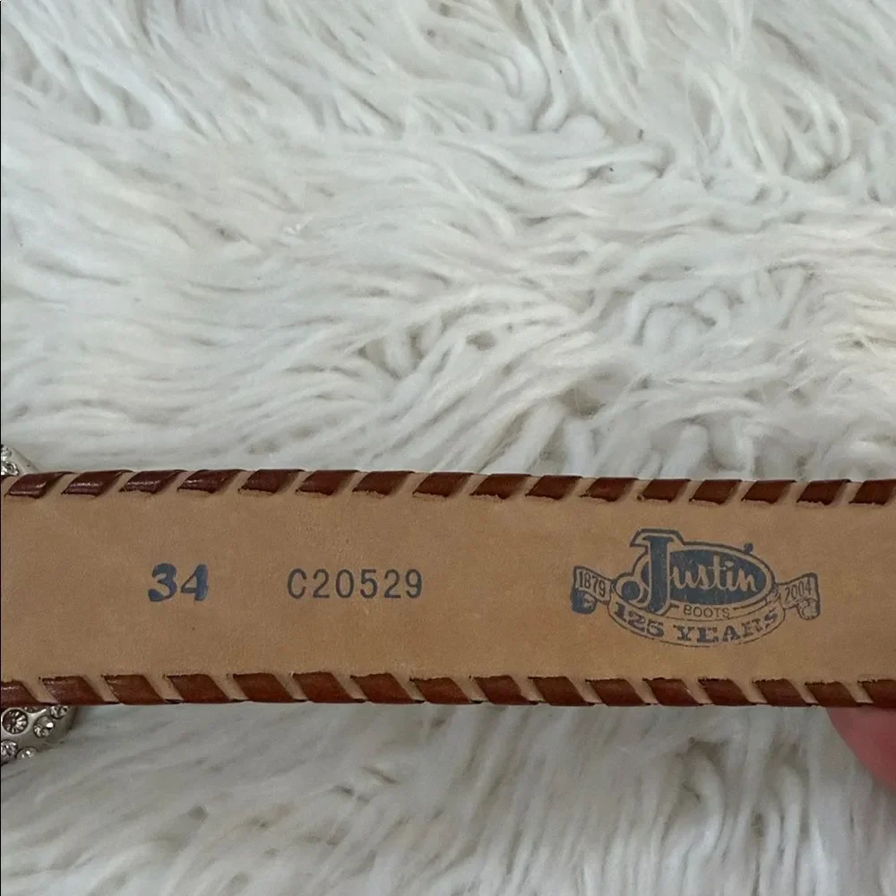 Justin Boots Brown Leather Belt with Silver Buckle